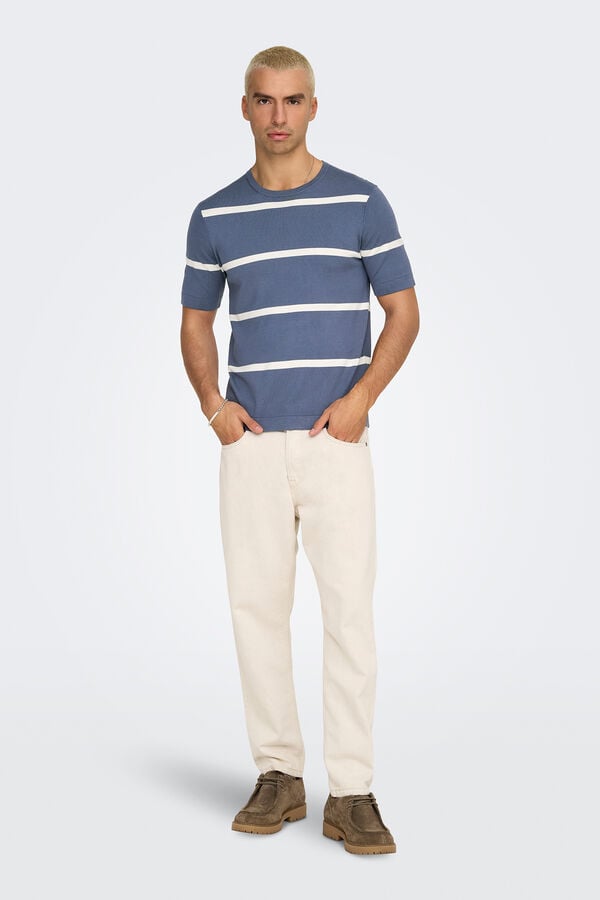 Only & Sons malha masculina de regular fit azul