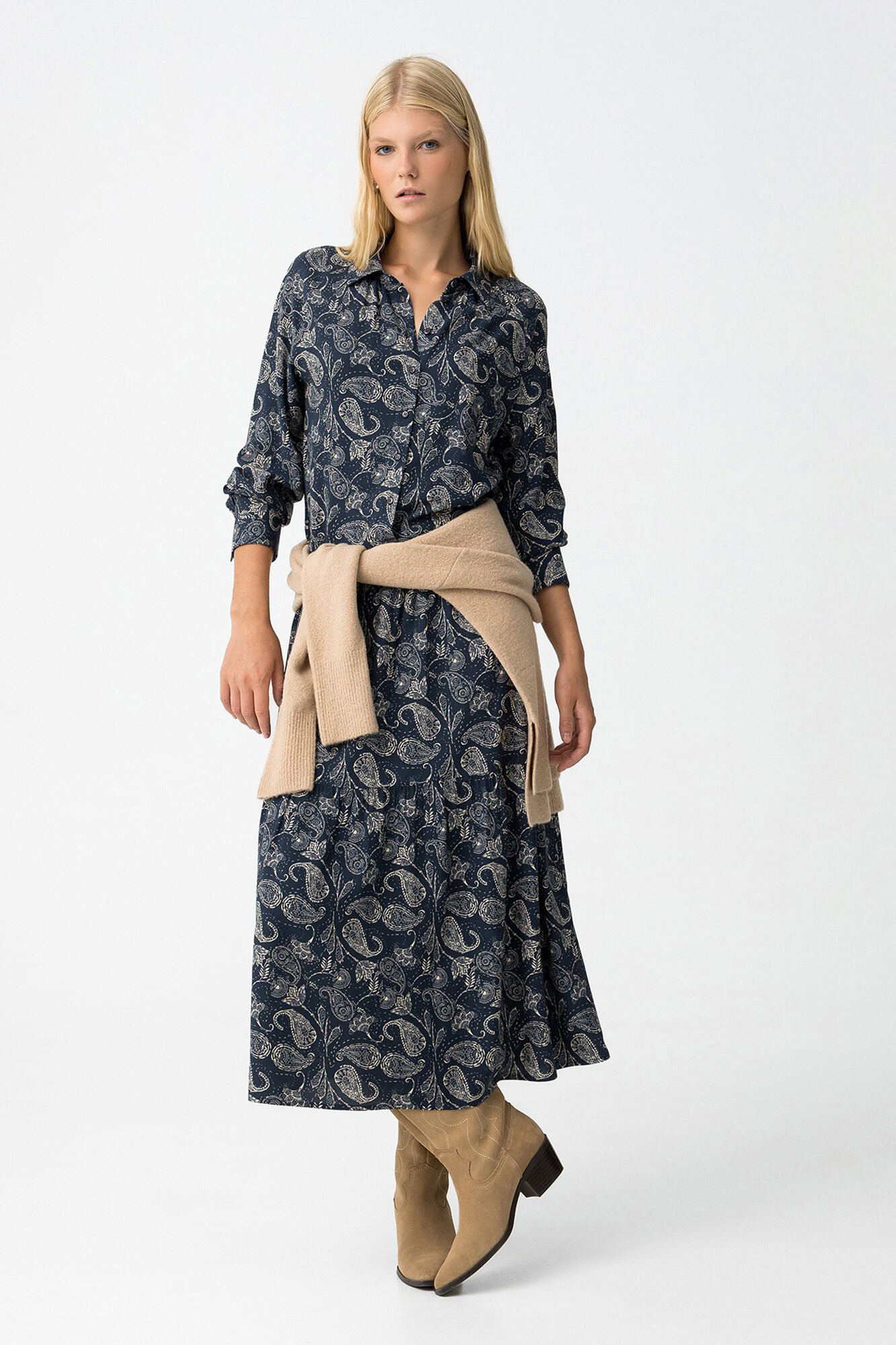 Tiffosi Vestido Camisero Estampado Paisley