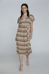 Only Vestido estampado largo lazo amarillo