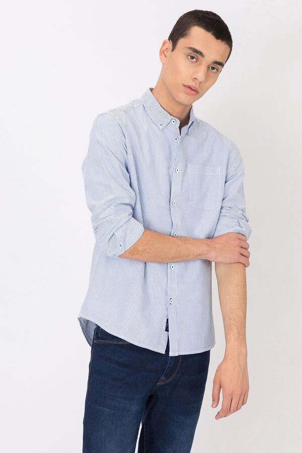 Tiffosi Camisa Regular Fit Oxford Rayas azul