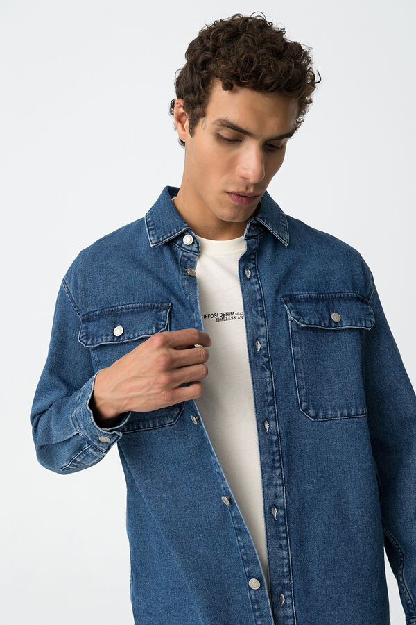Tiffosi Camisa denim oversized azul