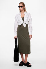 Pieces Vestido midi fluido con lurex verde