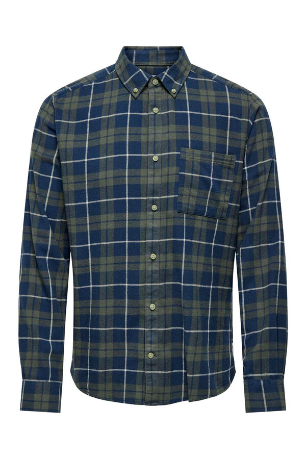 Only & Sons Camisa cuadros slim fit verde