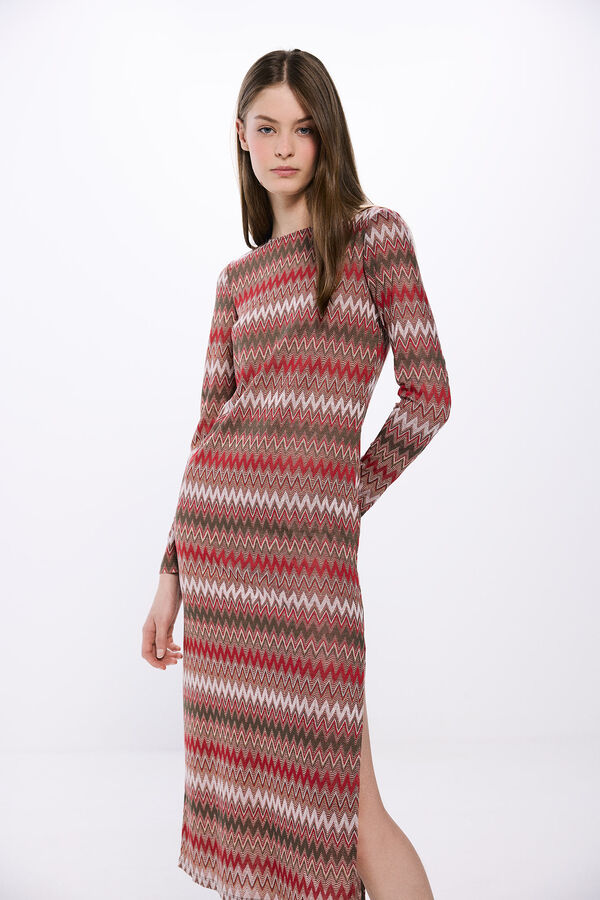 Springfield Vestido midi com bordas em zigue-zague azul