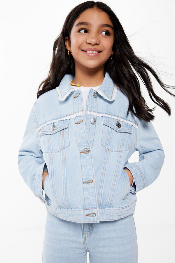 Springfield Kids Casaco denim folhos menina azul