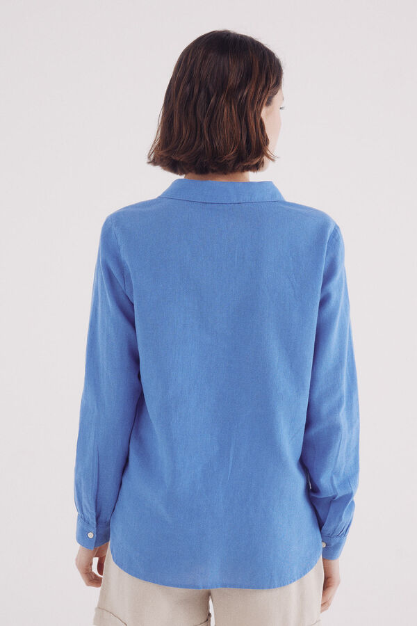 Springfield Blusa camiseta linho linho azul