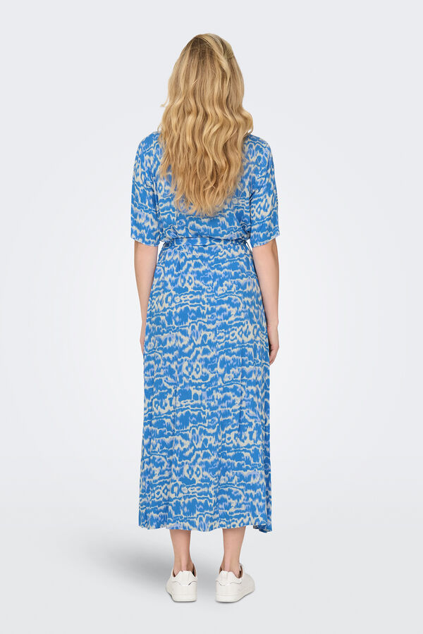 JDY Vestido midi camisero azul