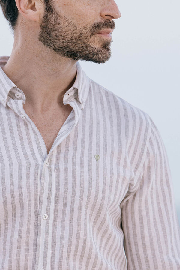 Celopman Camisa Rayas Lino verde