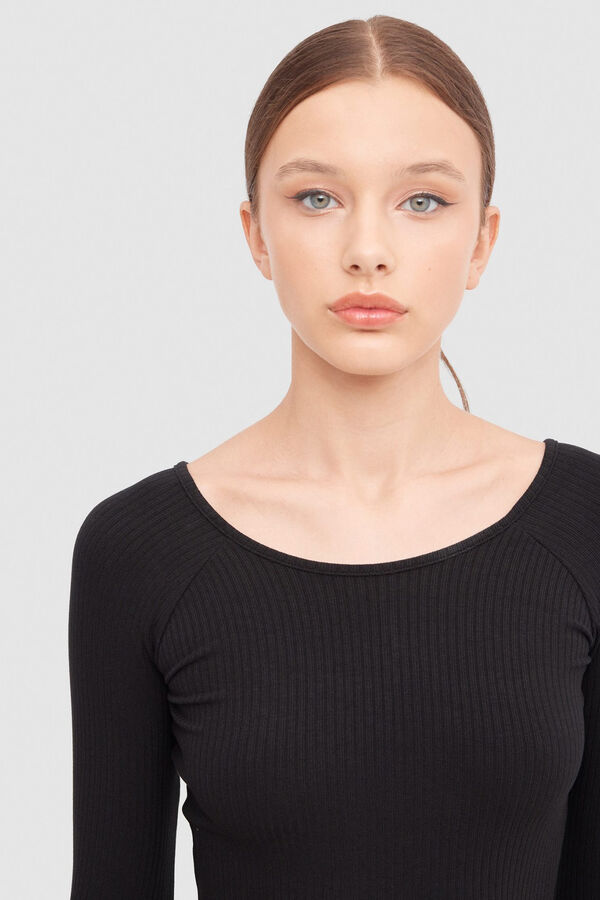 Inside Vestido Maxi Rib Escote Bardot negro