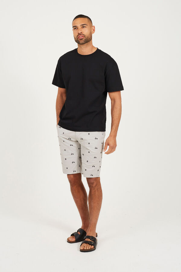 Brave Soul Shorts estampado com cinco bolsos cinzento