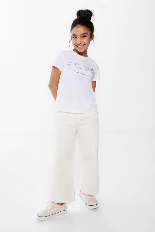 Springfield Kids T-shirt bordada menina branco