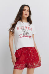 Springfield T-shirt de manga curta em algod&atilde;o "cowgirl" branco
