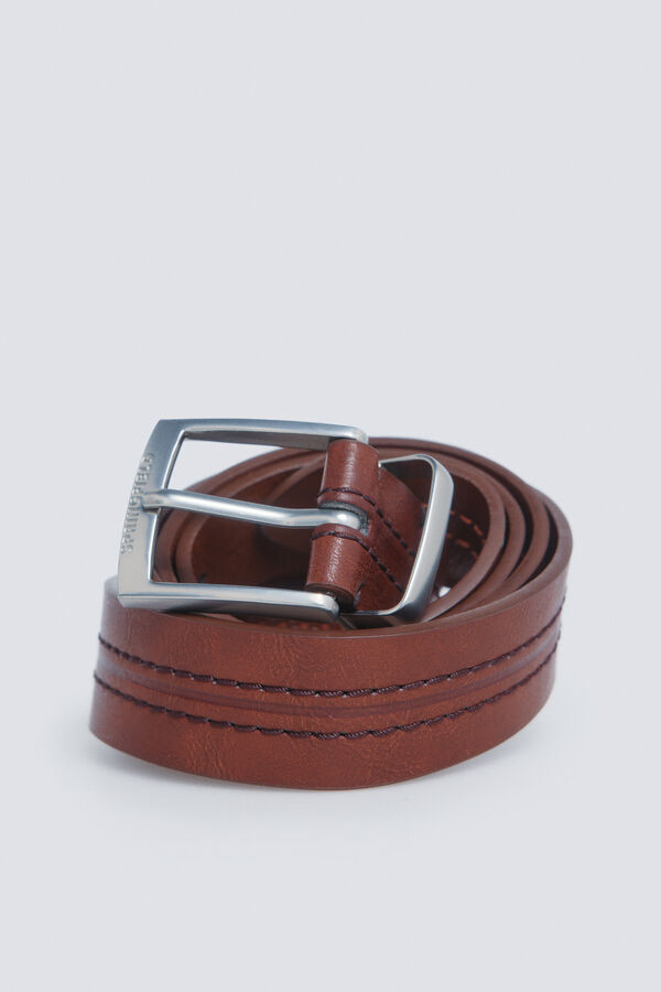 Springfield Cintur&oacute;n efecto piel pespuntes centrales nude