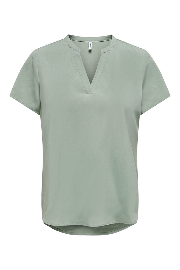 Only Top de gola manga curta em bico verde