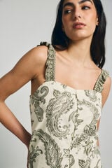 Only Top curto de linho estampado