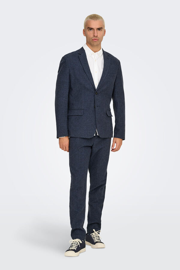 Only & Sons Blazer de lino azul