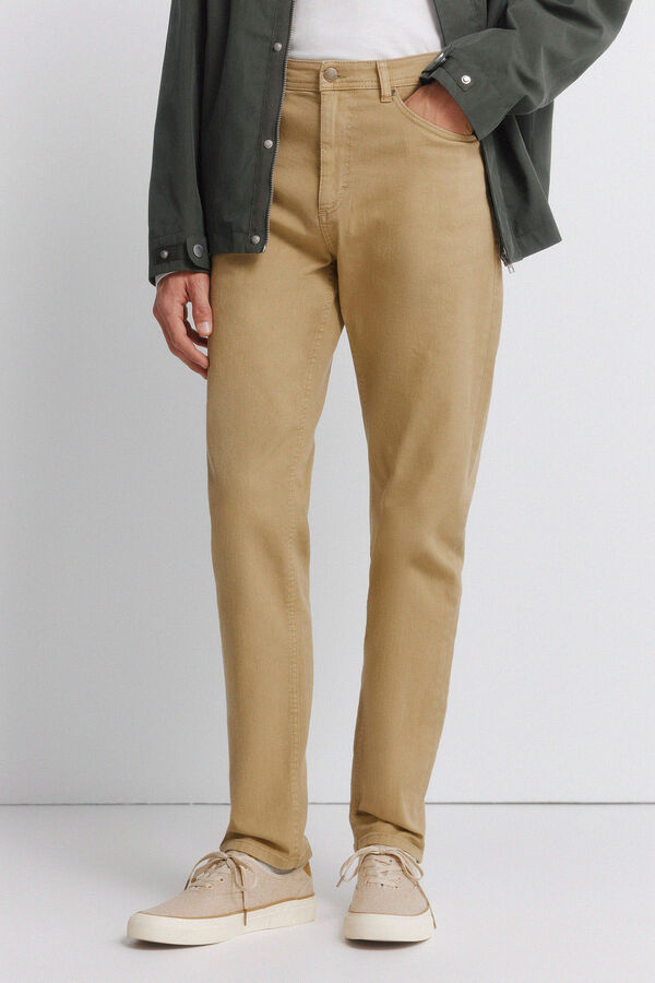 Springfield Pantal&oacute;n 5 bolsillos lavado slim fit beige