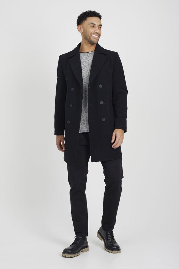 Brave Soul Sobretudo com fecho de bot&otilde;es preto