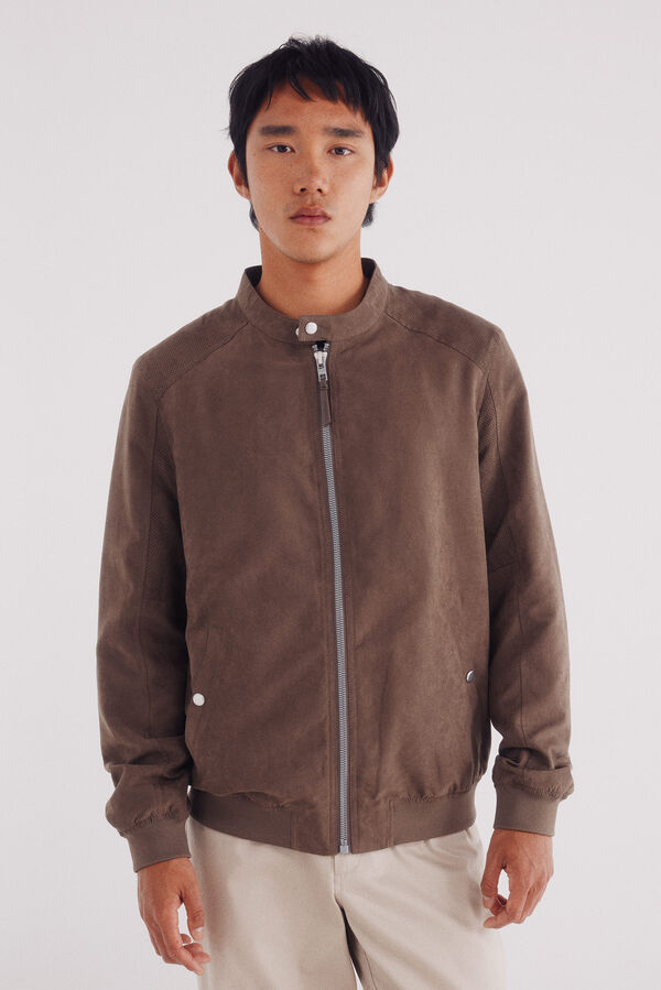 Springfield Jaqueta efeito camur&ccedil;a microperfurada cru