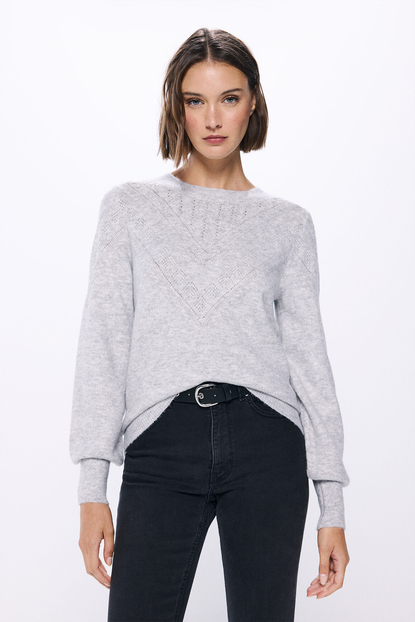 Springfield Su&eacute;ter com detalhe Pointelle