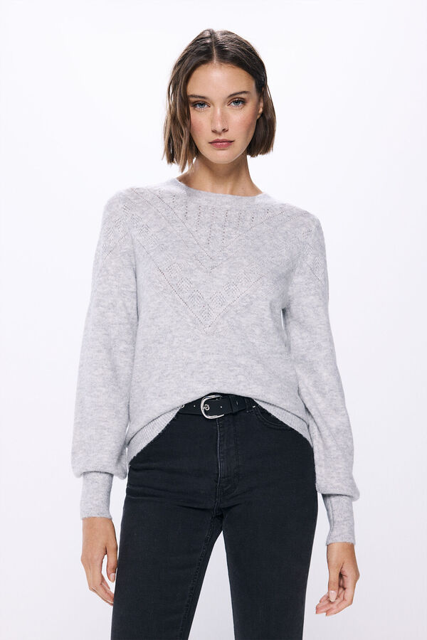 Springfield Su&eacute;ter com detalhe Pointelle cinzento