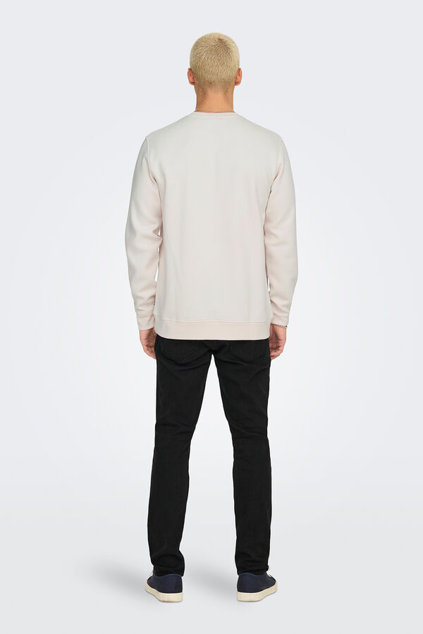 Only & Sons Sudadera de hombre de cuello redondo regular fit. blanco