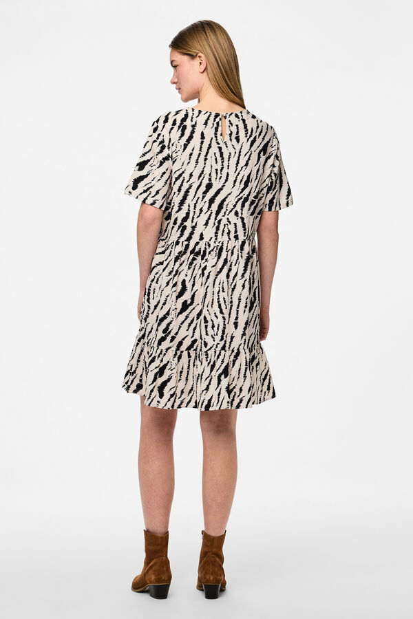 Pieces Vestido animal print bege