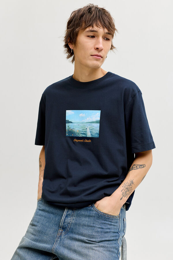 Jack & Jones Camiseta de manga curta estampada azul