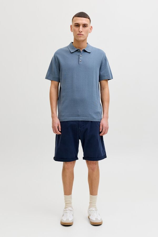 Jack & Jones Polo de malha regular fit em algod&atilde;o cinzento