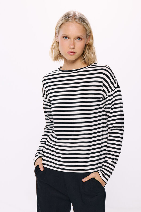 Springfield Camiseta rayas negro