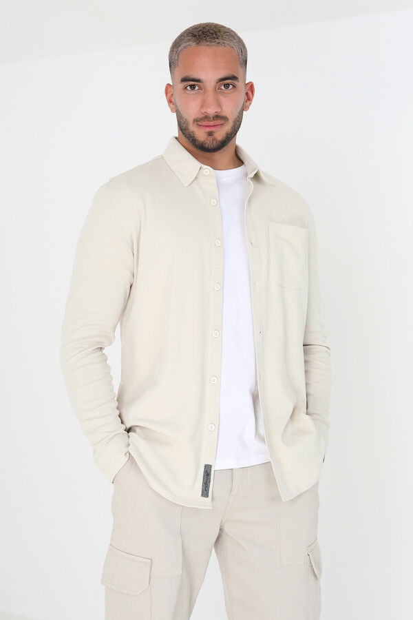 Brave Soul Camisa manga comprida com bolso bege