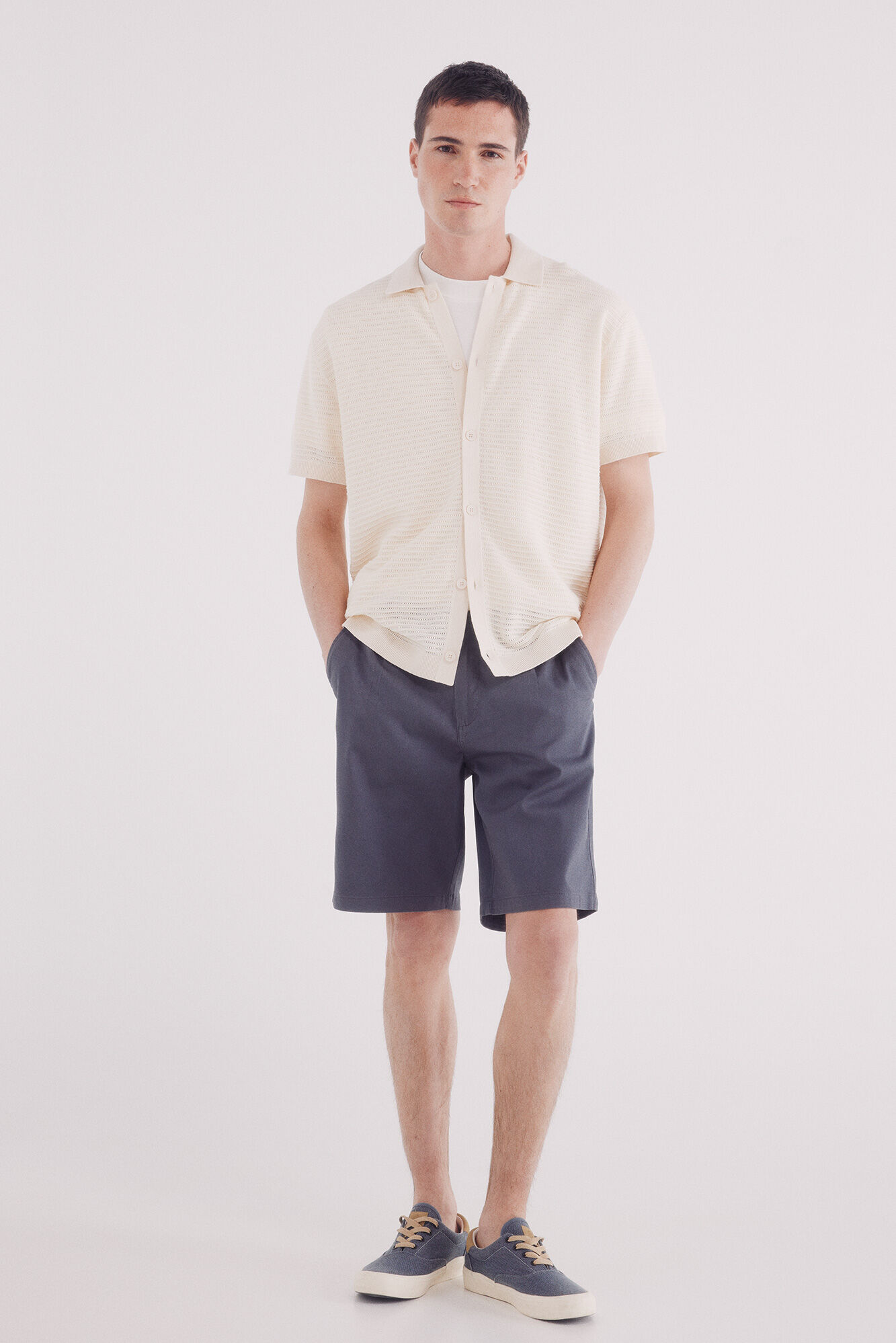 Springfield Cardigan de gola polo de gola manga curta