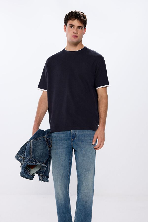 Springfield Camiseta cuello doble azul