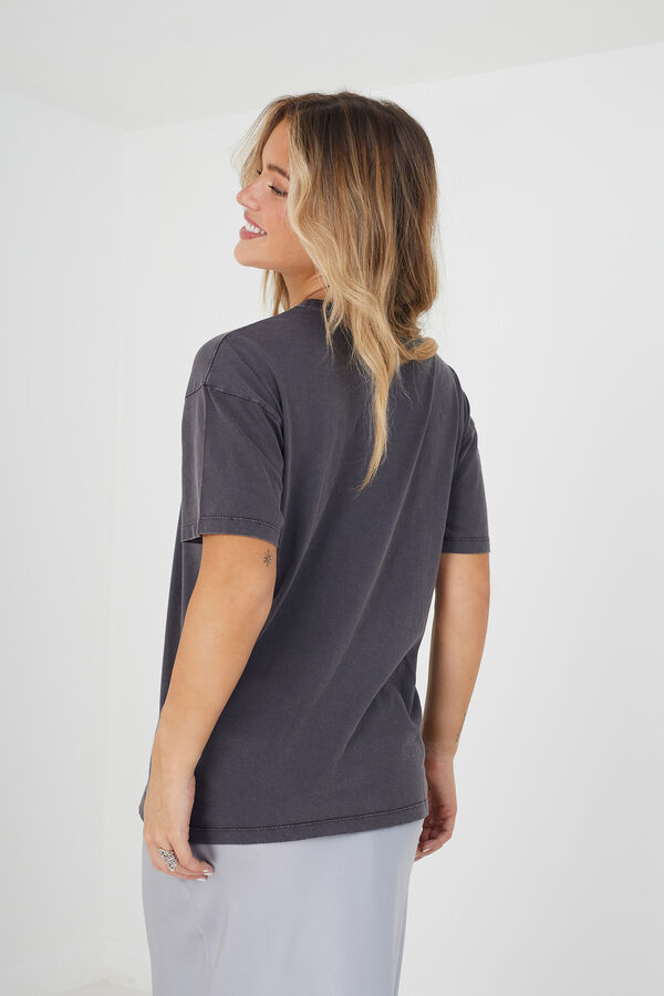 Brave Soul T-shirt lavada com manga curta cinzento