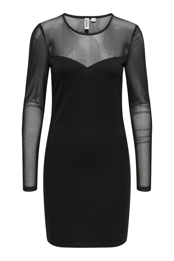 Only Vestido curto semitransparente preto