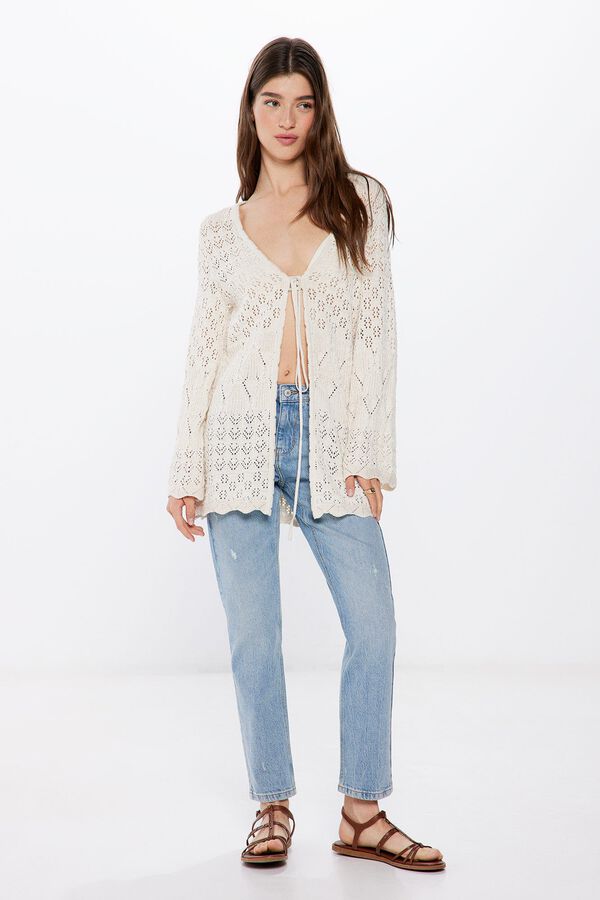 Springfield Cardigan Pointelle blanco