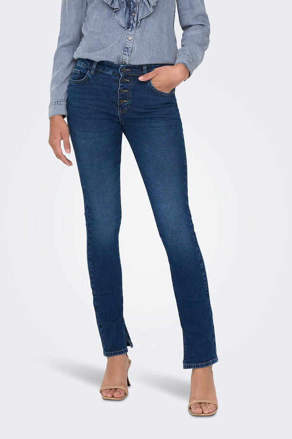 Springfield Jeans de corte direito aberturas azulado