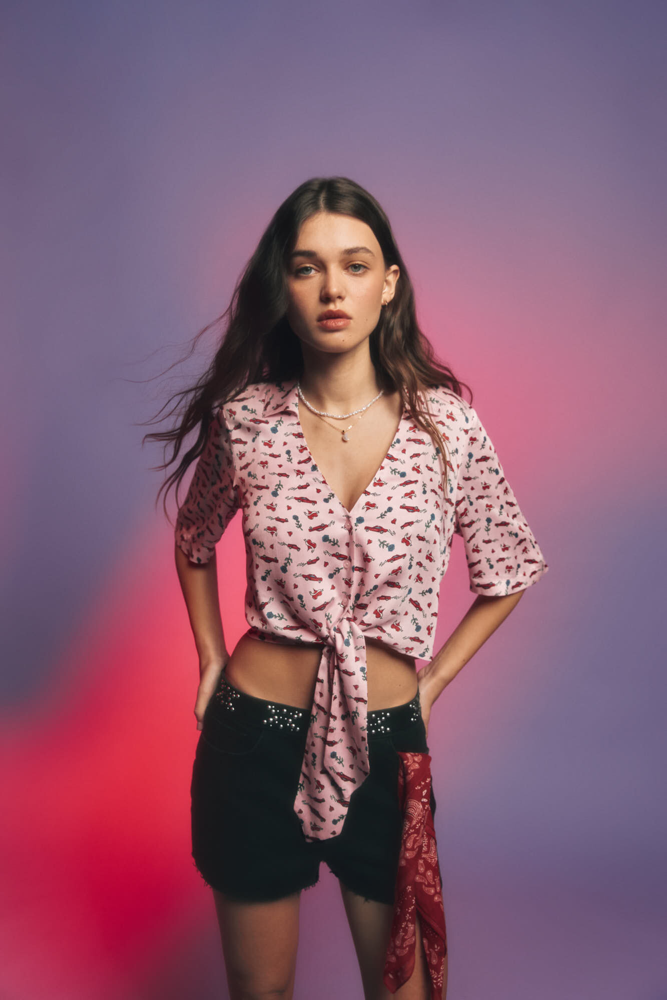 Springfield Blusa estampada nudo