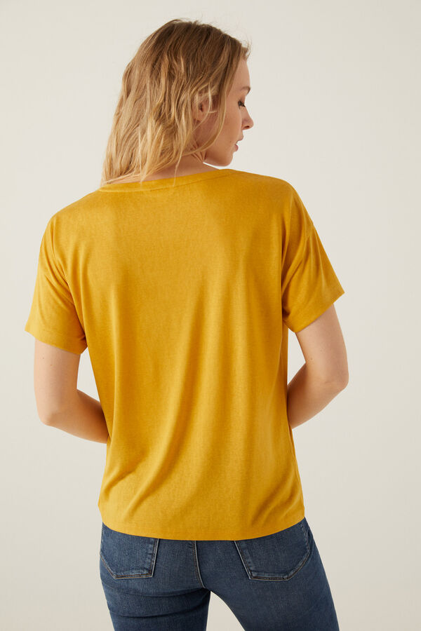 Springfield Camiseta punto cortado escote lace amarillo