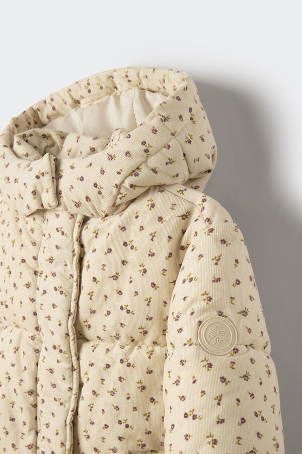 Springfield Kids Chaqueta acolchada pana flores ni&ntilde;a beige