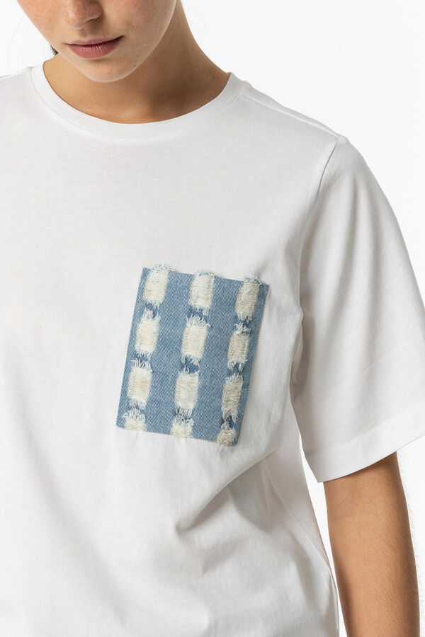Tiffosi Camiseta con Bolsillo Denim blanco