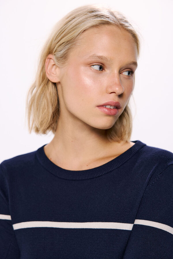 Springfield Vestido punto midi botones pu&ntilde;os azul