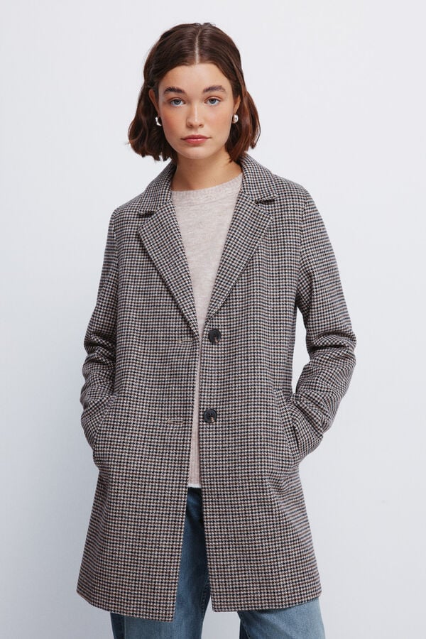 Springfield Abrigo cuadros cuello solapa azul