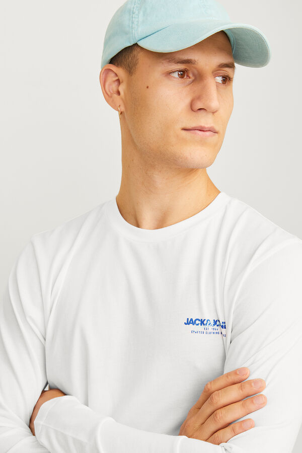 Jack & Jones Camiseta est&aacute;ndar fit manga larga blanco