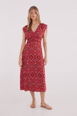 Springfield Vestido midi lace insertado rojo