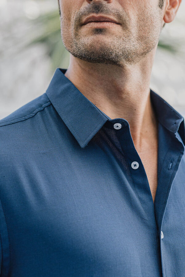 Celopman Camisa Vestir Simil Liso azul