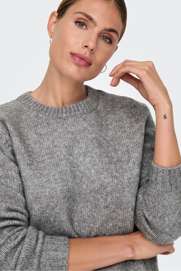 JDY Camisola de gola redonda cinzento