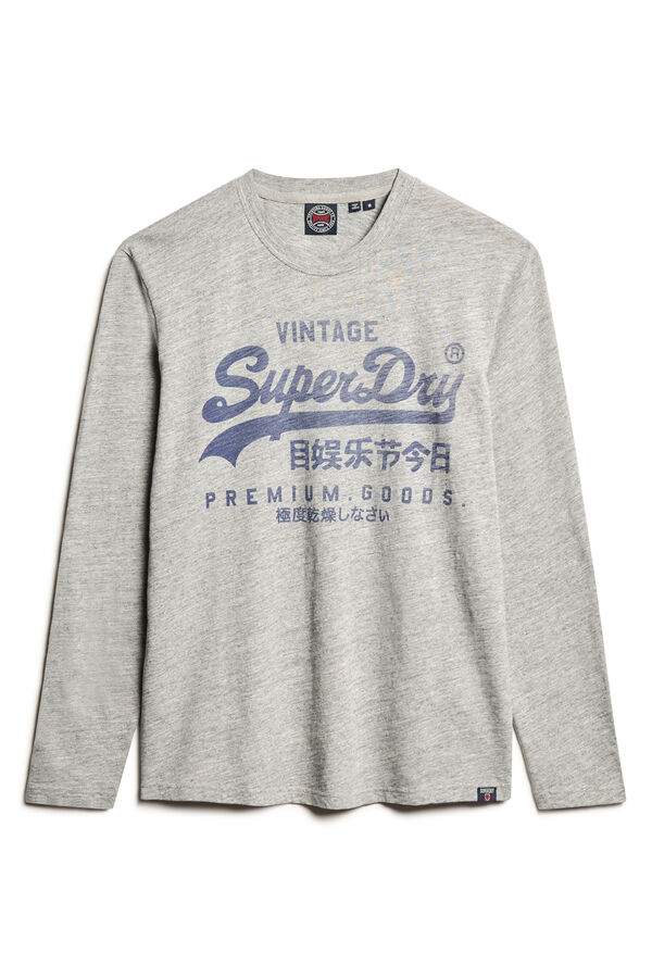 Superdry T-shirt de manga comprida cinzento