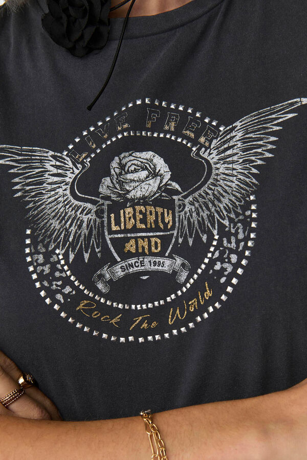 Only Camiseta manga corta estampado negro