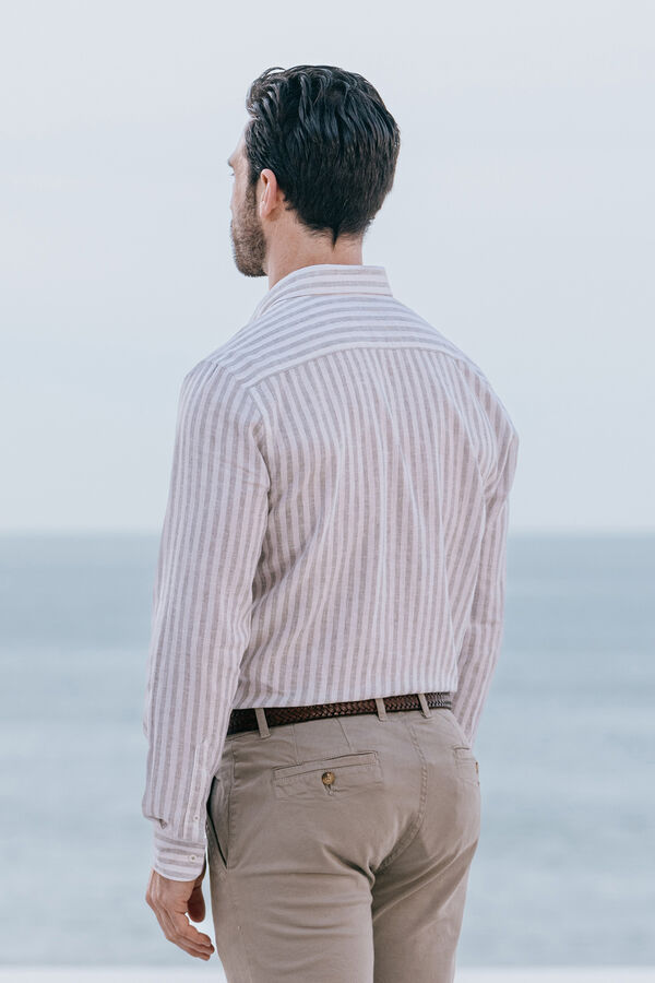 Celopman Camisa Rayas Lino verde